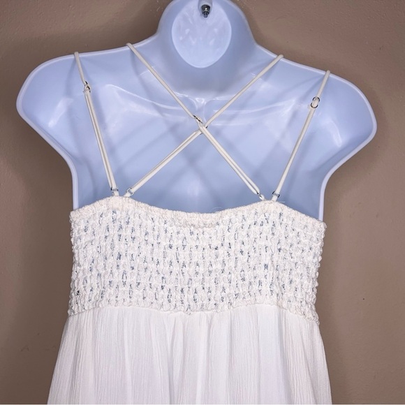 Juniors Large White Boho Dress Embroidered Accent Womens Lace Top Ruffle Boho - Picture 6 of 16